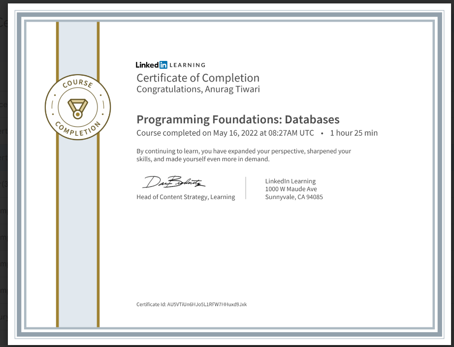 Database Certification