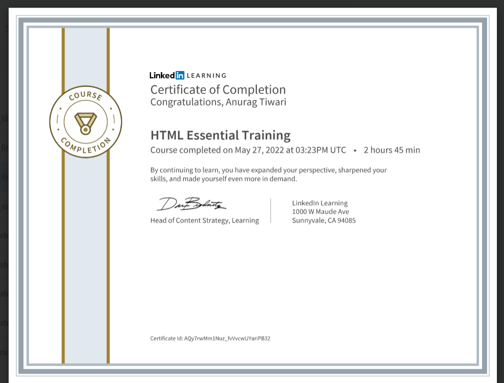 HTML Certification